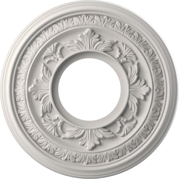 Ekena Millwork Baltimore PVC Medallion (Canopies up to 4 1/4"), 10"OD x 3 1/2"ID x 3/4"P, Satin Blossom White CMP10BAGBW - main